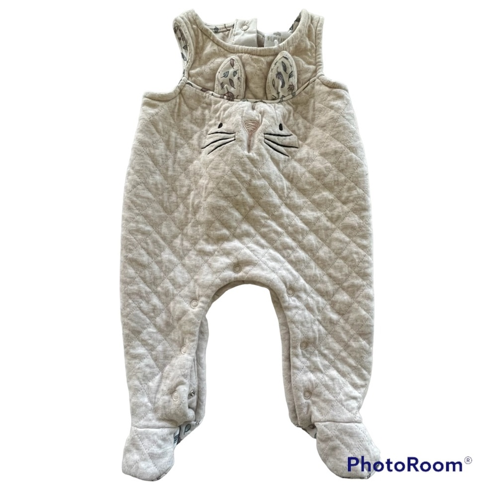 Dylan & Abby - Baby Girl Footed Sleeveless Onesie Cream/White Bunny